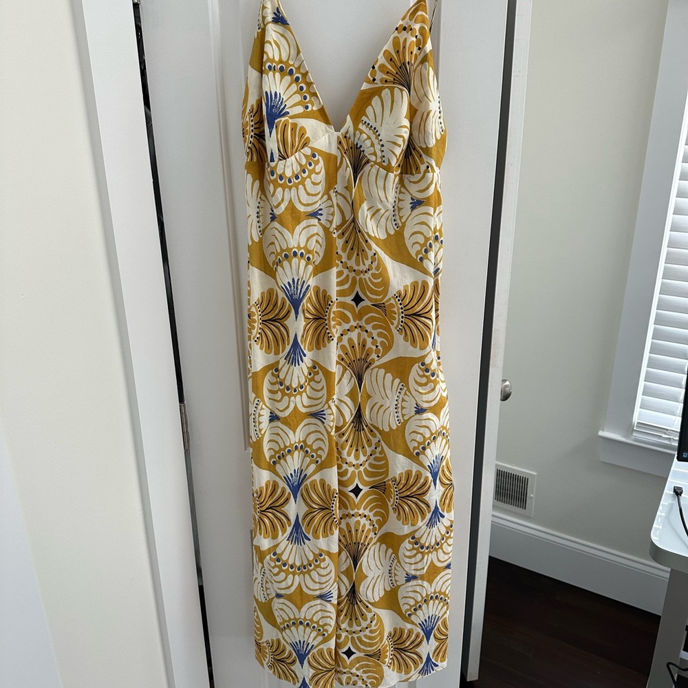 Zara yellow triangle top midi dress